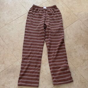 parke brown and white striped boxer pants